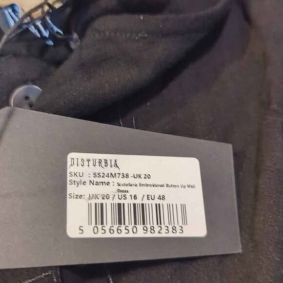 Disturbia scuutellaria embroidered button up midi dress size us 16 new - Picture 3 of 7